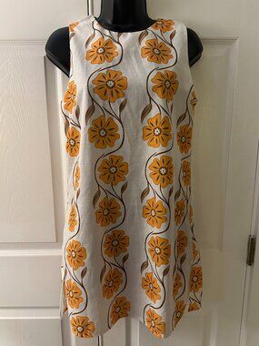 Funky 60s Mod Mock Neck Mini Dress - Psychedelic Floral - S